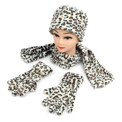 Women's Leopard Print Fleece Winter Set