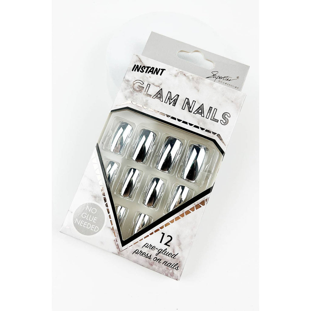 SQUARE SHAPED METALIC COLOR PRESS ON FAKE NAILS