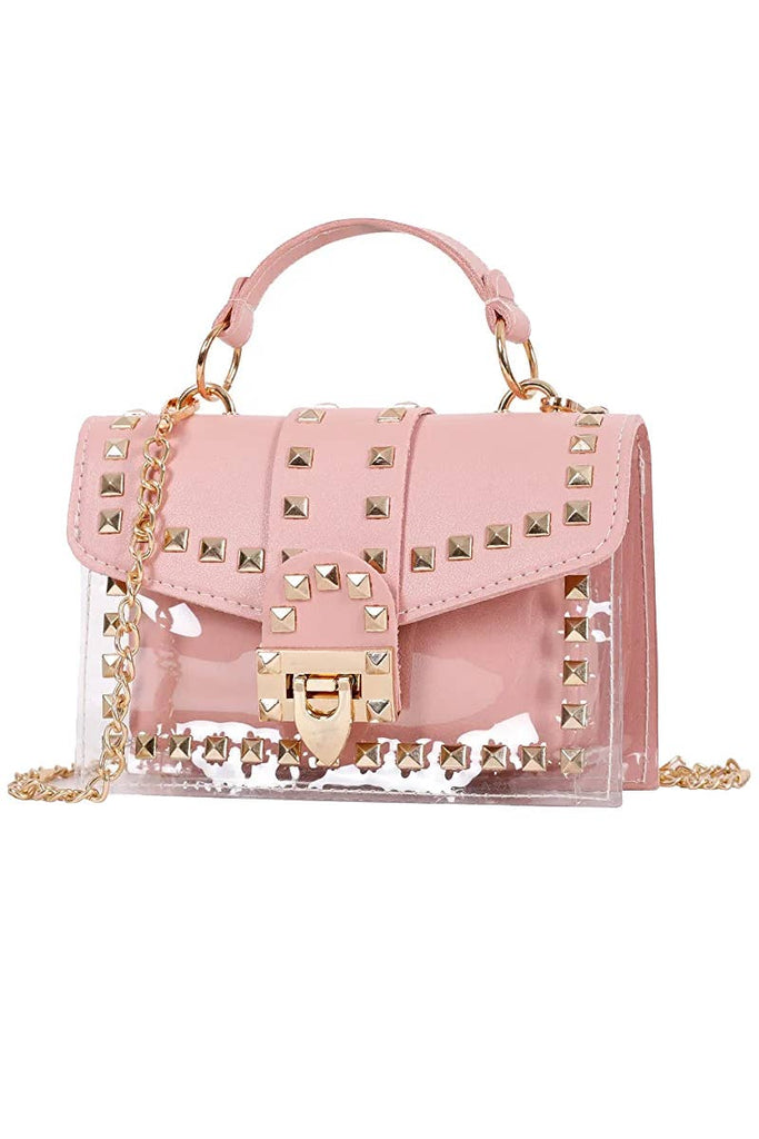 Studded PU Clear Jelly PVC Evening Crossbody Bag