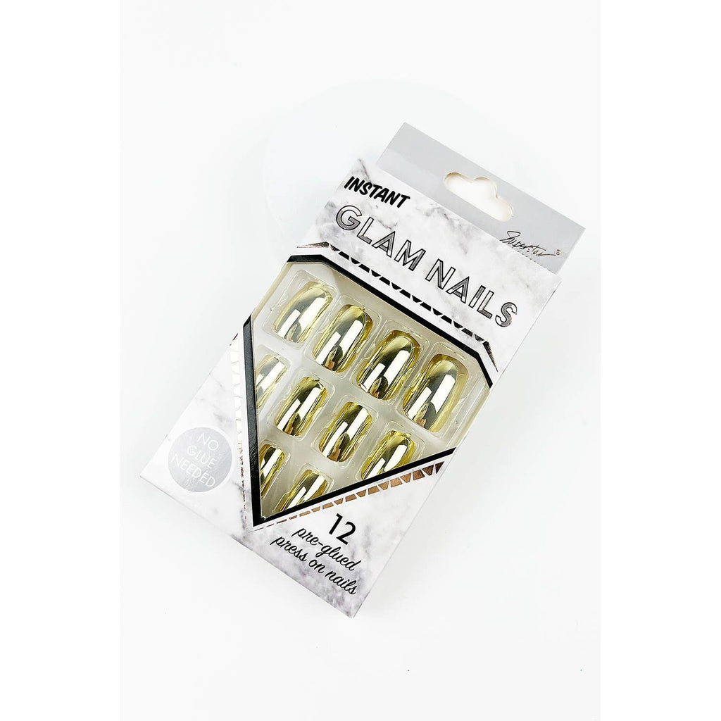 SQUARE SHAPED METALIC COLOR PRESS ON FAKE NAILS