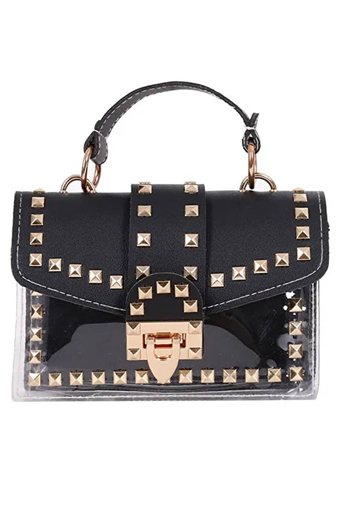 Studded PU Clear Jelly PVC Evening Crossbody Bag