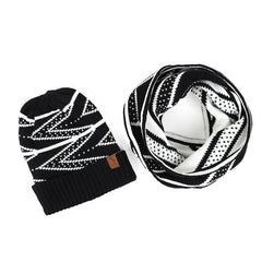 Women's 2pc Reversible Chevron Hat & Infinity Scarf Set