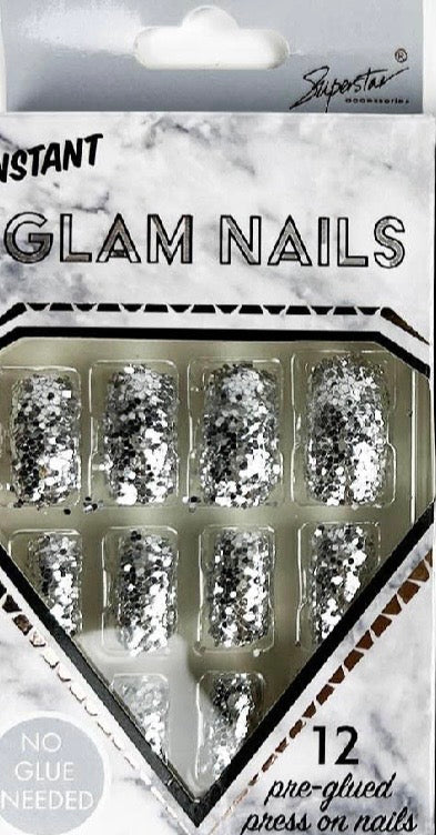 SQUARE SHAPED SHINNY GLITTER PRESS ON NAIL
