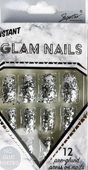 SQUARE SHAPED SHINNY GLITTER PRESS ON NAIL