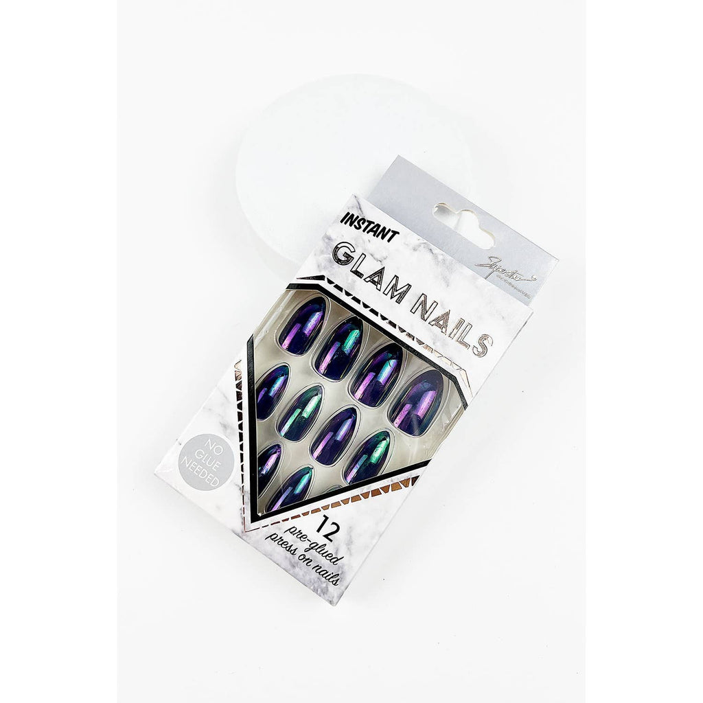 COFFIN SHAPED SHINYY GLAM  PRESS ON FAKE NAIL