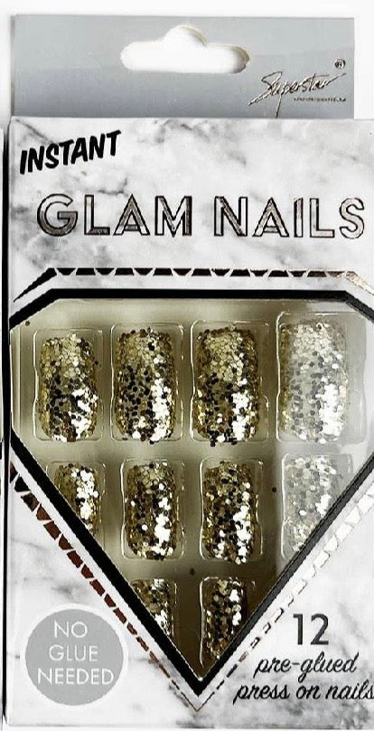 SQUARE SHAPED SHINNY GLITTER PRESS ON NAIL