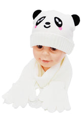 Kids 3 Pcs Panda Beanie, Wrap Scarf, and Gloves