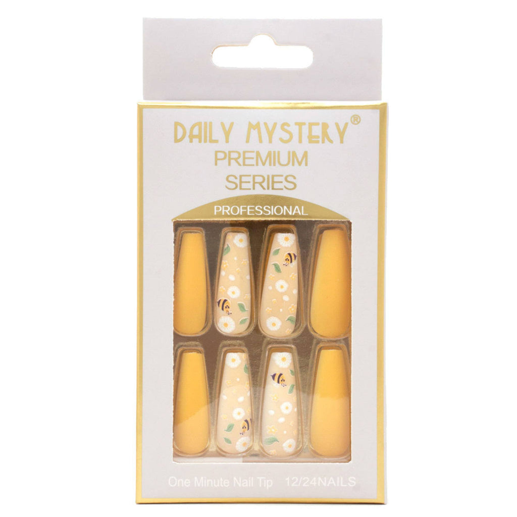 FLOWER BEE PATTERN NAIL TIPS, JBS 0015