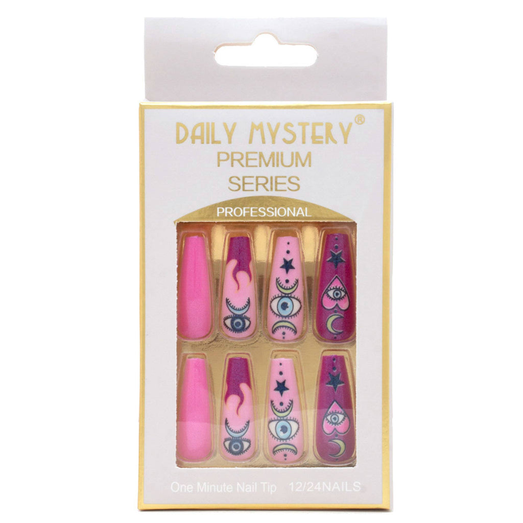 EYE HEART PATTERN NAIL TIPS  12 UNITS , JBS 0032