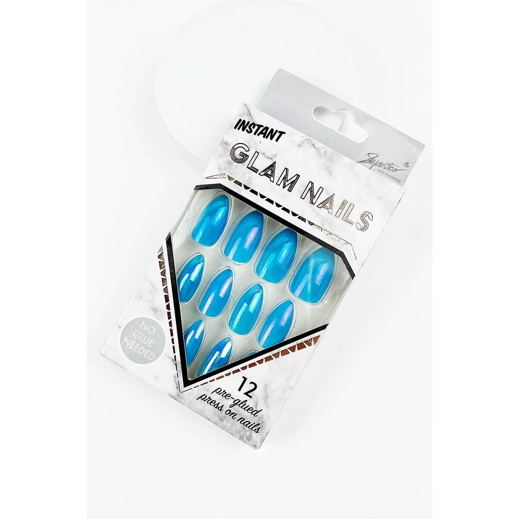 COFFIN SHAPED SHINYY GLAM  PRESS ON FAKE NAIL