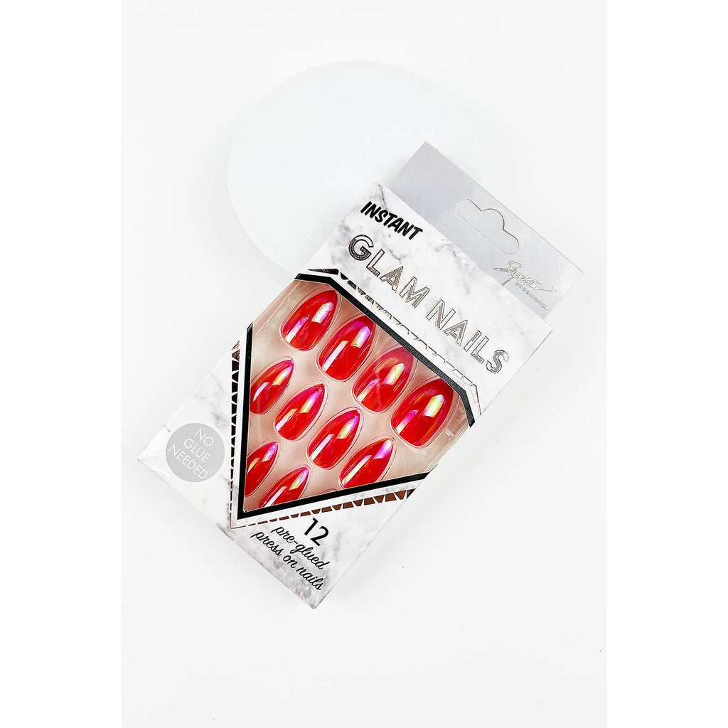 COFFIN SHAPED SHINYY GLAM  PRESS ON FAKE NAIL