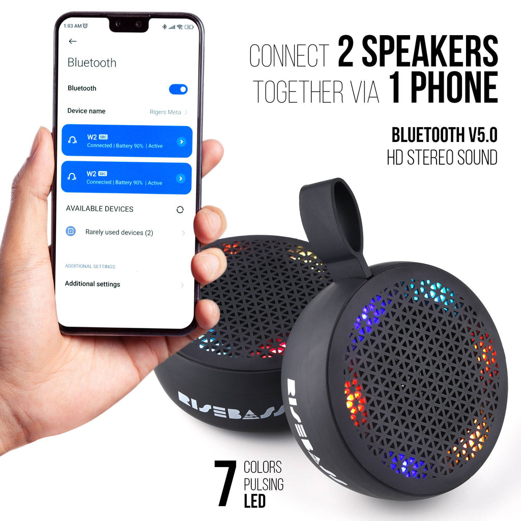 RISEBASS Water Resistant Bluetooth Shower Speaker, Handsfree