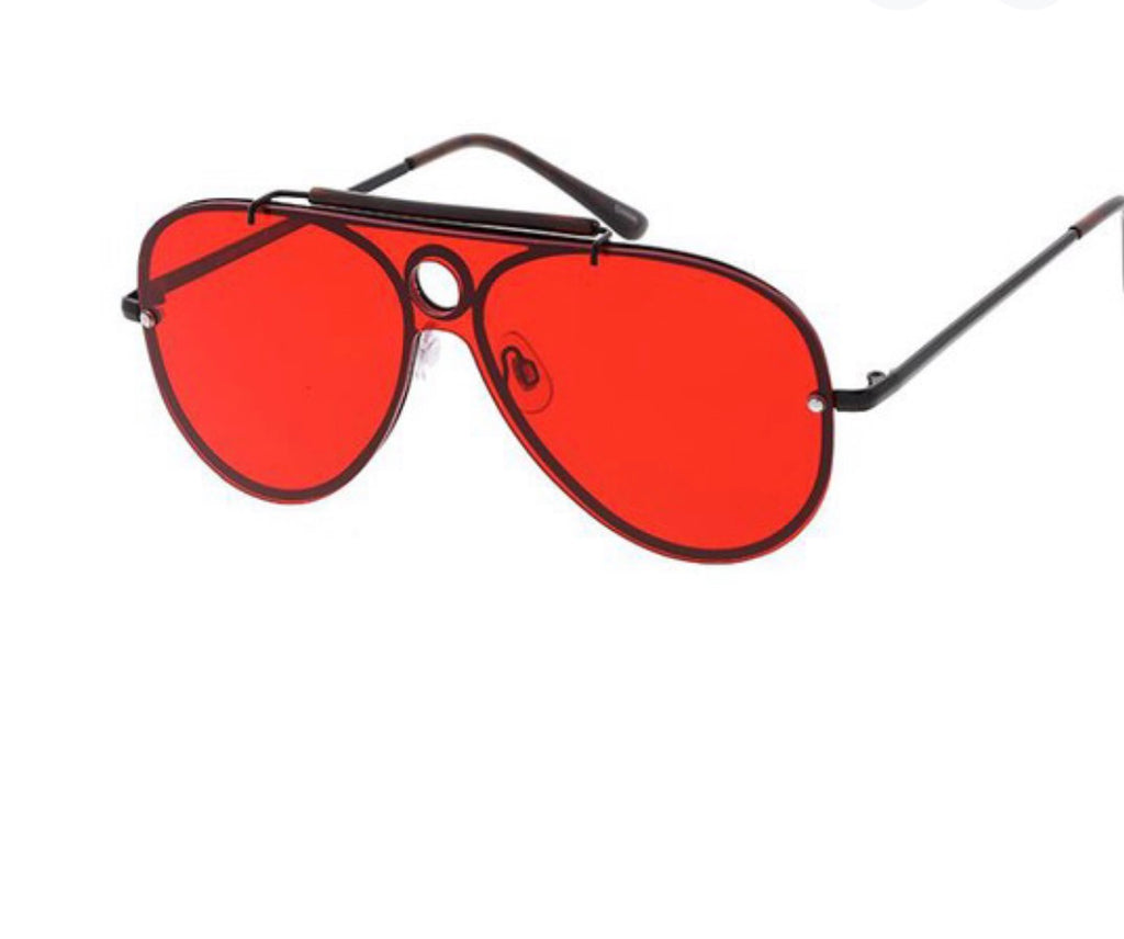 Solid Rimless Aviator Sunglasses