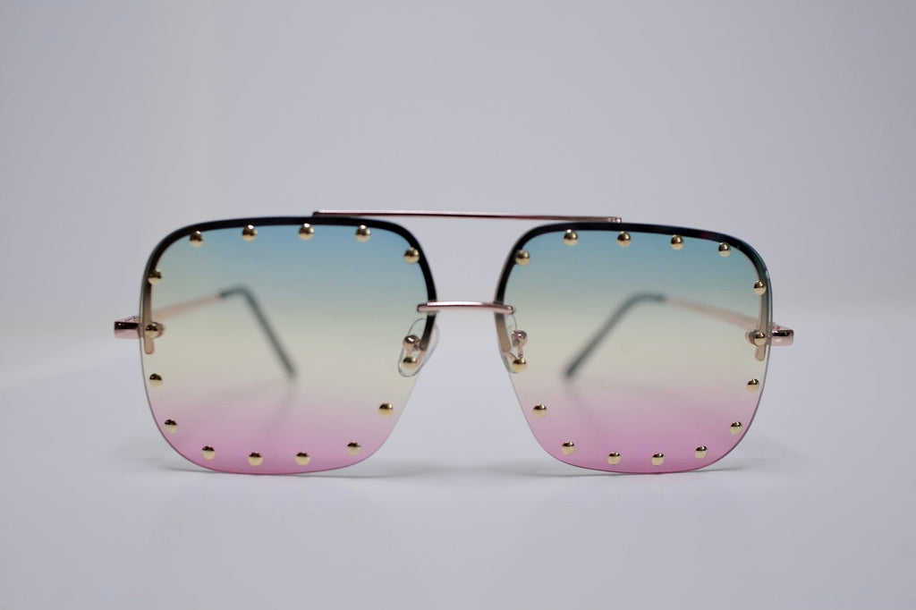 Golden stud rimless sunglasses