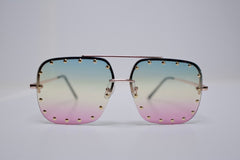 Golden stud rimless sunglasses