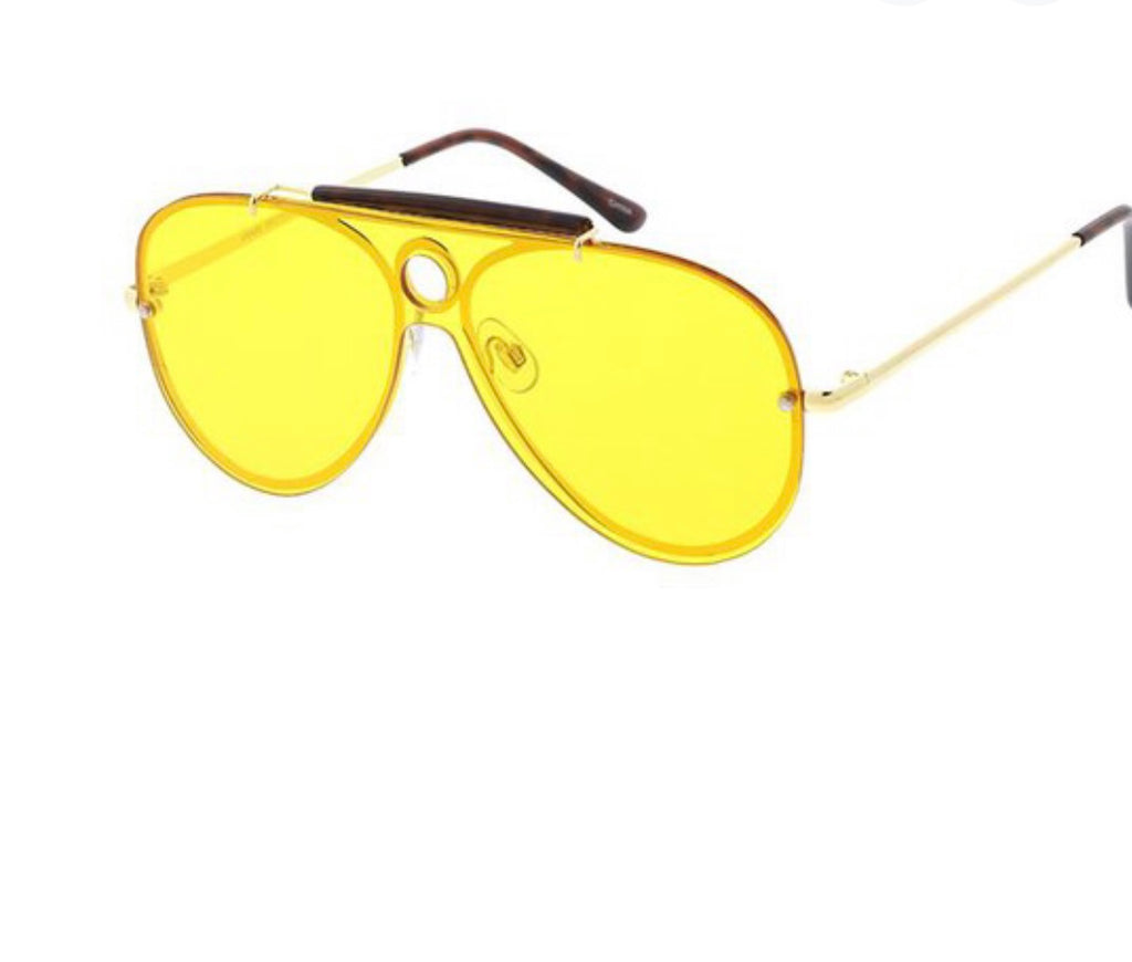 Solid Rimless Aviator Sunglasses