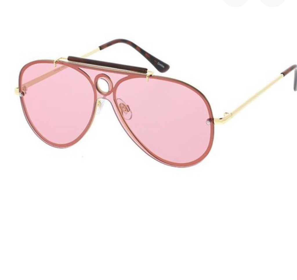 Solid Rimless Aviator Sunglasses