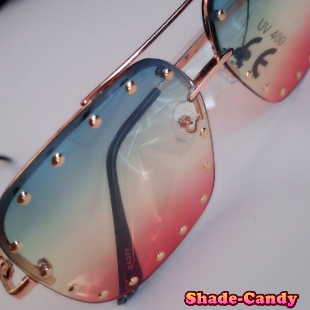 Golden stud rimless sunglasses