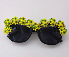 Retro sunflower diamond sunglasses