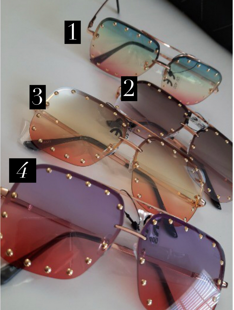 Golden stud rimless sunglasses